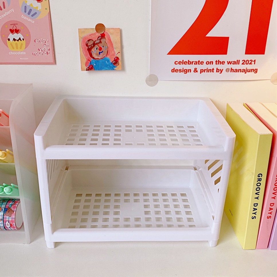 Kệ nhựa mini đựng đồ đa năng 2 tầng để nhà tắm bàn trang điểm LIZAMO KMN169