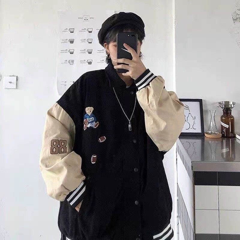 [Giá xưởng] Áo khoác kaki nhung tăm thêu gấu, có ảnh thật | BigBuy360 - bigbuy360.vn