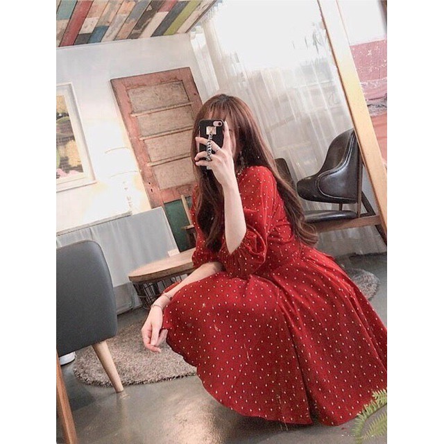 Đầm váy freesize bi tay lỡ 2 màu