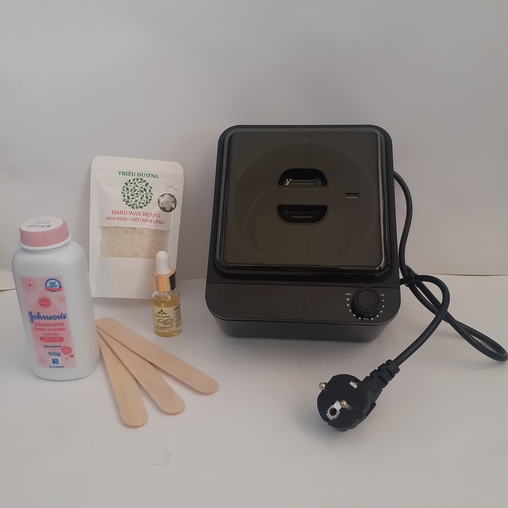 Siêu combo: Nồi wax lông chống dính cao cấp + sáp wax cao cấp + mỡ trăn + phấn rôm (Kèm quà tặng xem mô tả sản phẩm)