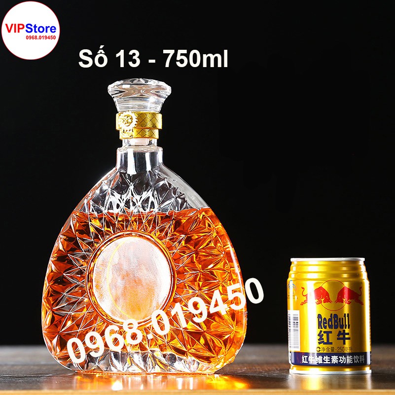 [ CAO CẤP- SIÊU SANG ] COMBO 2 Vỏ Bình Thủy Tinh XO Đựng Rượu 750ml, Bình Ngâm Rượu XO Tam Giác, CTT-13X2