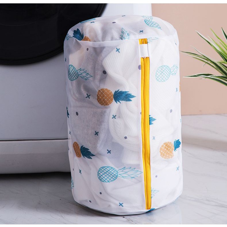 Túi Lưới Giặt Đồ Lót / Vớ Có Khóa Kéo In Hình Quả Dứa Mật Độ Cao