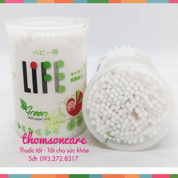 Tăm bông cho bé - Life - nhập khẩu từ Nhật Bản - Hộp 200 chiếc
