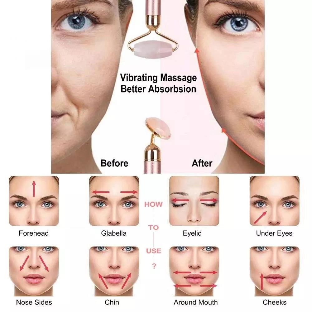 Cây Lăn Điện 2 Trong 1 Tự Nhiên Rung Mát Xa Mặt