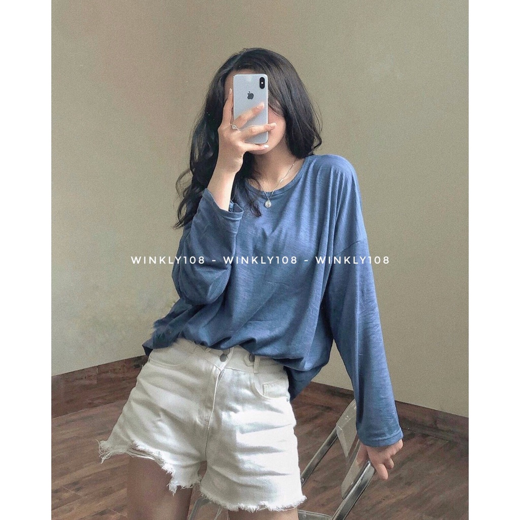 [Ảnh thật] Áo phông trơn dài tay mỏng dáng suông nhiều màu