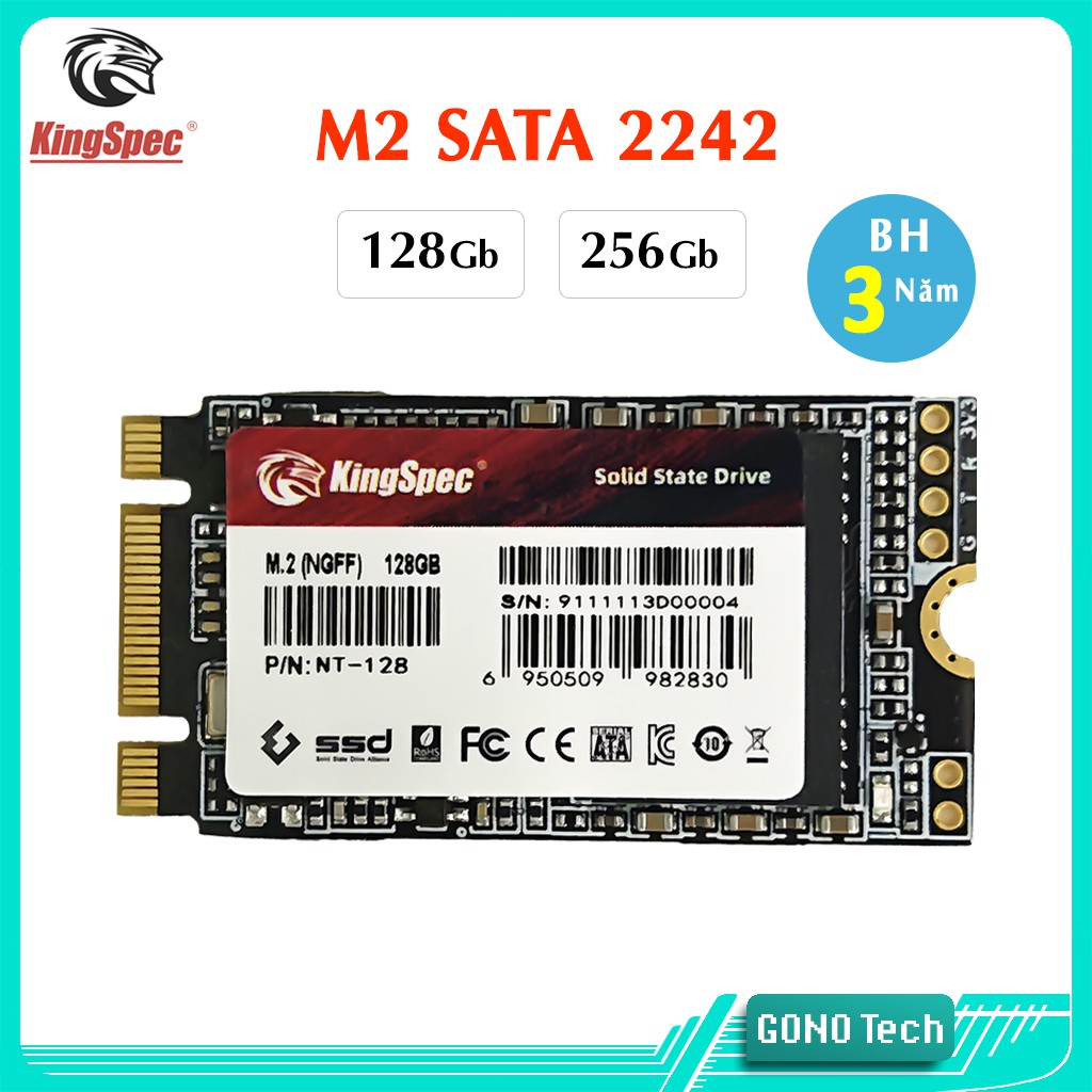 [Mã 55ELSALE1 giảm 7% đơn 300K] Ổ cứng SSD M2 SATA 2242 KingSpec M.2 NGFF | 128Gb 256Gb