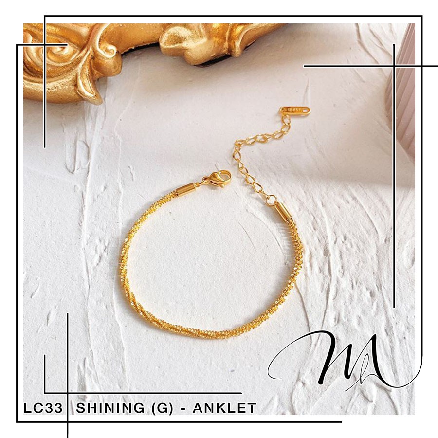 Lắc chân nữ Titan không gỉ dây trơn xoắn xù đơn giản không mặt - Măng's House LC33