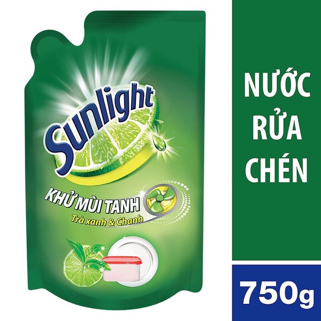 Túi nước rửa chén Sunlight Trà Xanh 750g