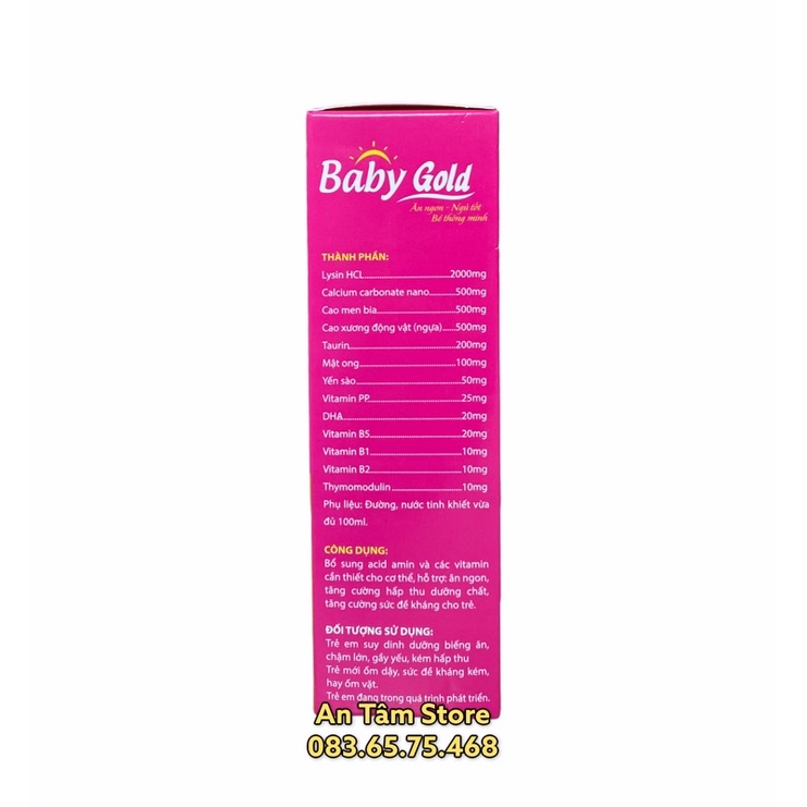 Baby Gold Ăn Ngon giúp bé ngủ tốt, bé ăn ngon, ngủ ngon, kích thích bé ăn nhiều hơn- hộp 20 ống