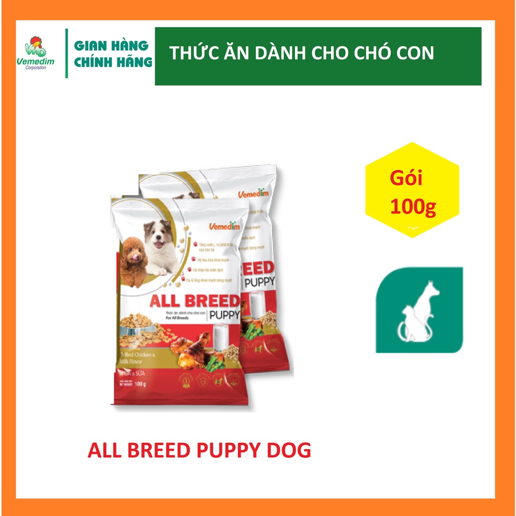 Vemedim All Breed PUPPY (Dog) - Thức ăn dành cho chó con giúp chó con phát triển khỏe mạnh, gói 100g/500g