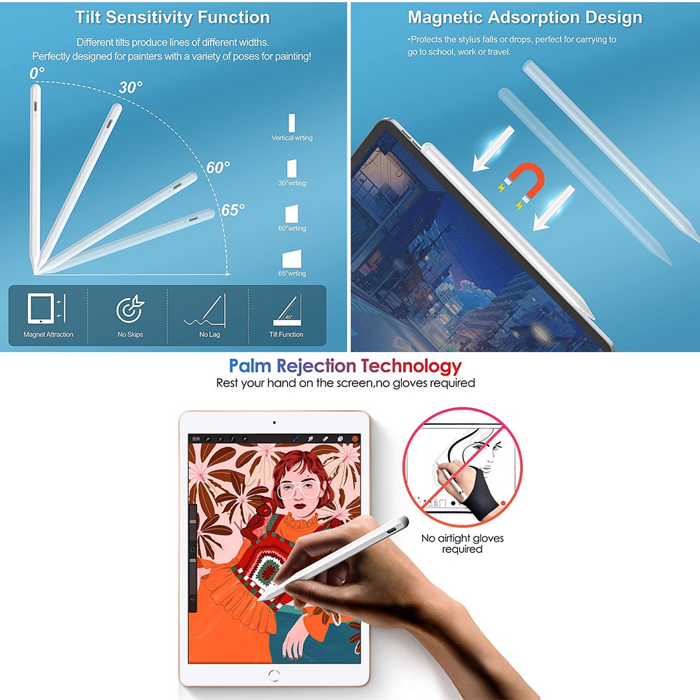 Bút Cảm Ứng Thông Minh Stylus 19th Kết Nối Bluetooth Có Chức Năng Màn Hình Và Đèn Led ​Bao Da Máy Tính Bảng Cho Pad 2018-2022