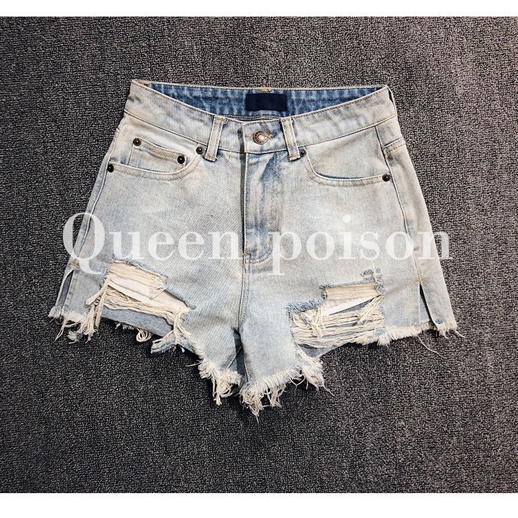 Quần short denim lưng cao thiết kế mới thời trang mùa hè cho nữ 2021