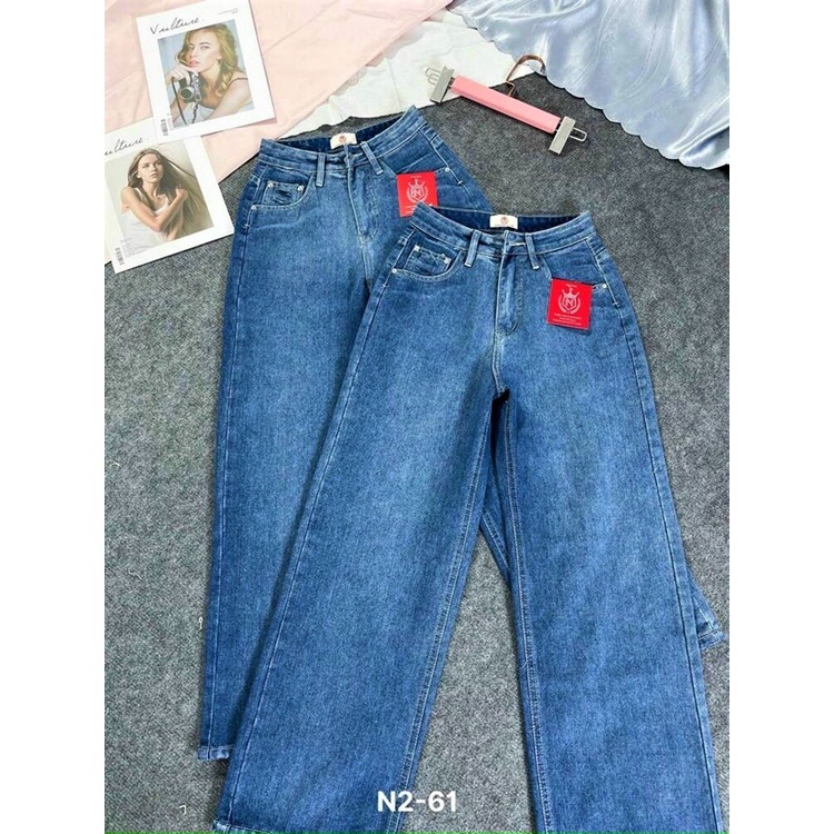 Quần jeans ống suộng rộng lưng cao chất form VNXK OR061
