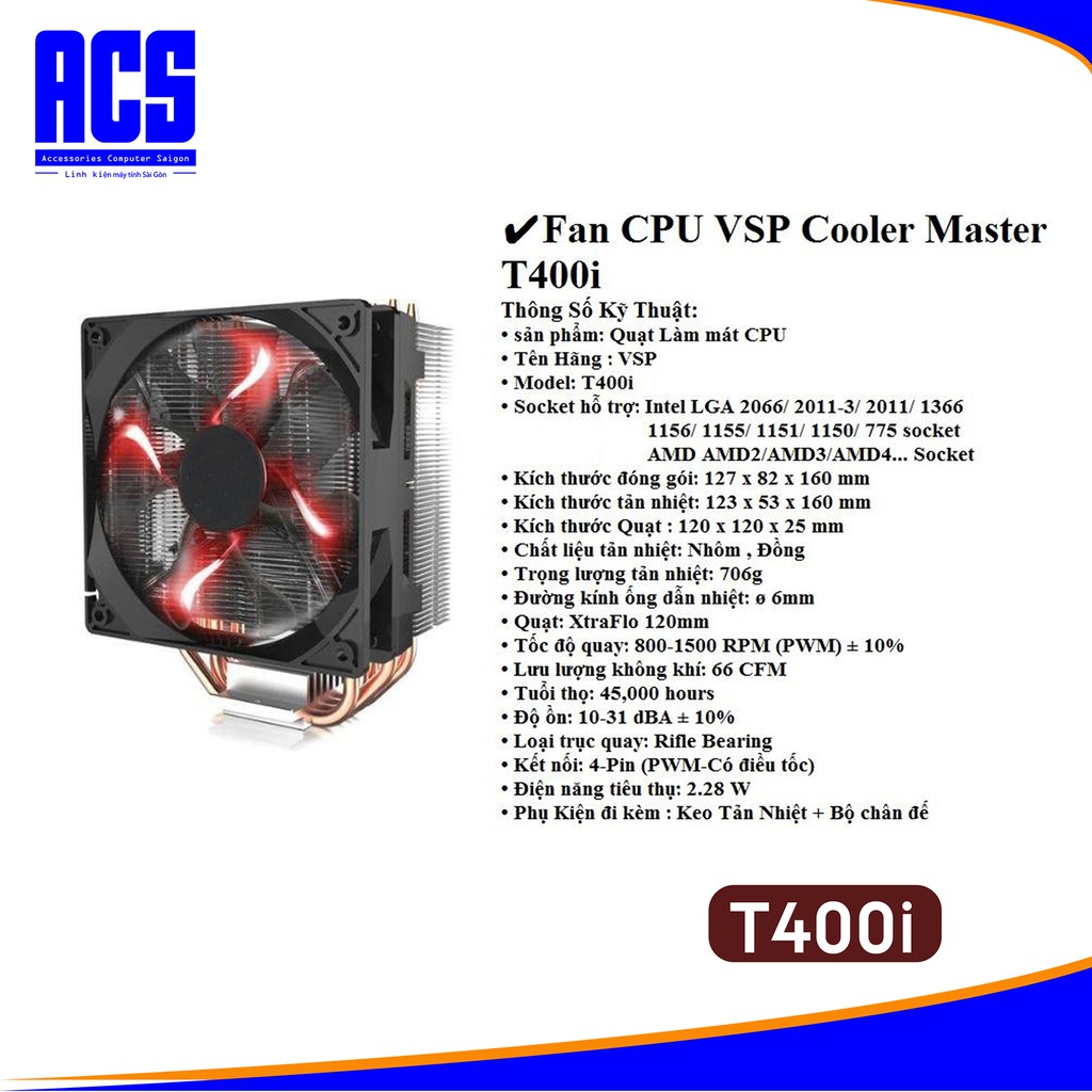 Quạt Tản Nhiệt CPU Cooler Master T400i - Hàng Chính Hãng - Bảo Hành 3 Tháng