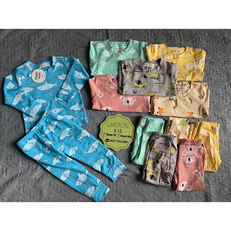 BỘ DÀI TAY MINKYMOM COTTON LẠNH IN HOẠ TIẾT [ baby shark -pony-xe]