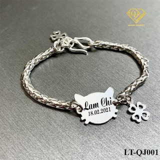 Lắc tay bạc ta khắc tên cho bé