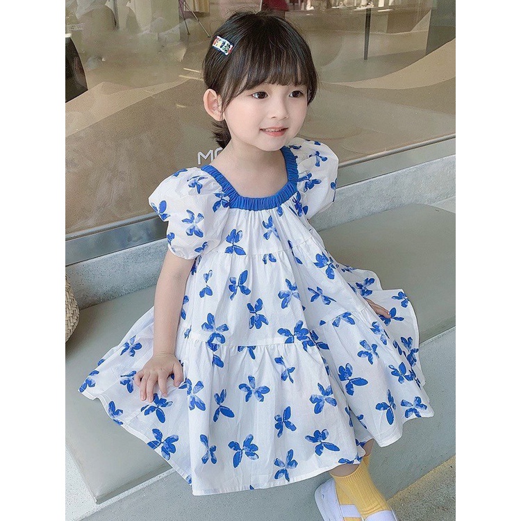 Váy bé gái - Váy hoa lá xanh 3 tầng đáng yêu cho bé 1-5 Tuổi