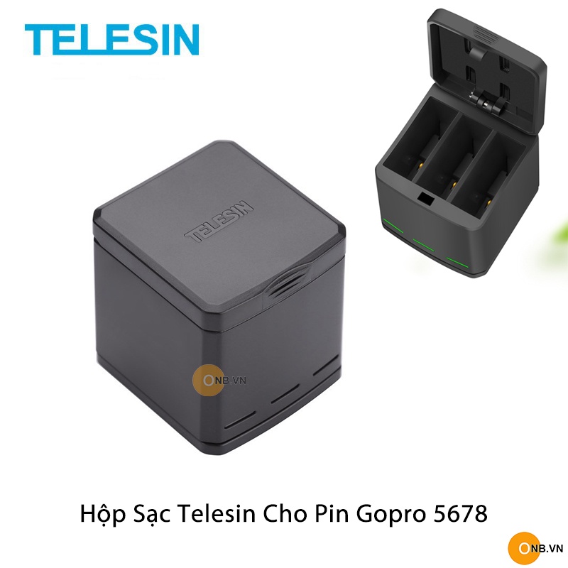 Hộp sạc 3 pin Telesin cho Gopro 8 7 6 5 mẫu mới