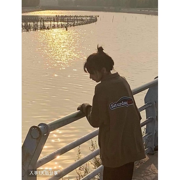 Áo Nỉ Zip Saturday Love  Nữ [FREESHIP] 🌸 Sweater cao cổ dài tay bồng, thun hoodie form rộng cá tính Ulzzang 🌸 | BigBuy360 - bigbuy360.vn