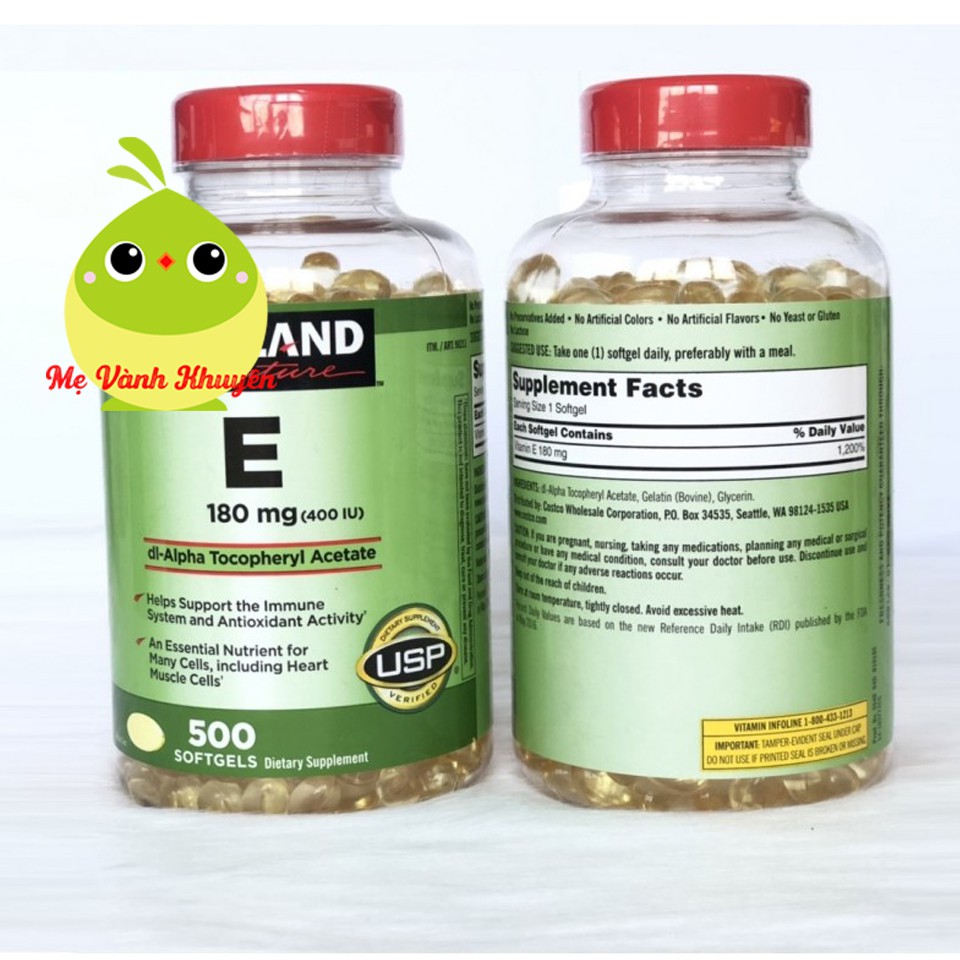 Vitamin E thiên nhiên Kirkland Signature 400 I.U, Mỹ (500v) | BigBuy360 - bigbuy360.vn