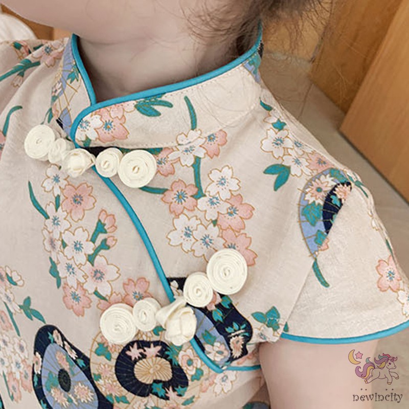 Sườn xám Trung Hoa thời trang hè Phong cách retro xinh xắn dành cho bé