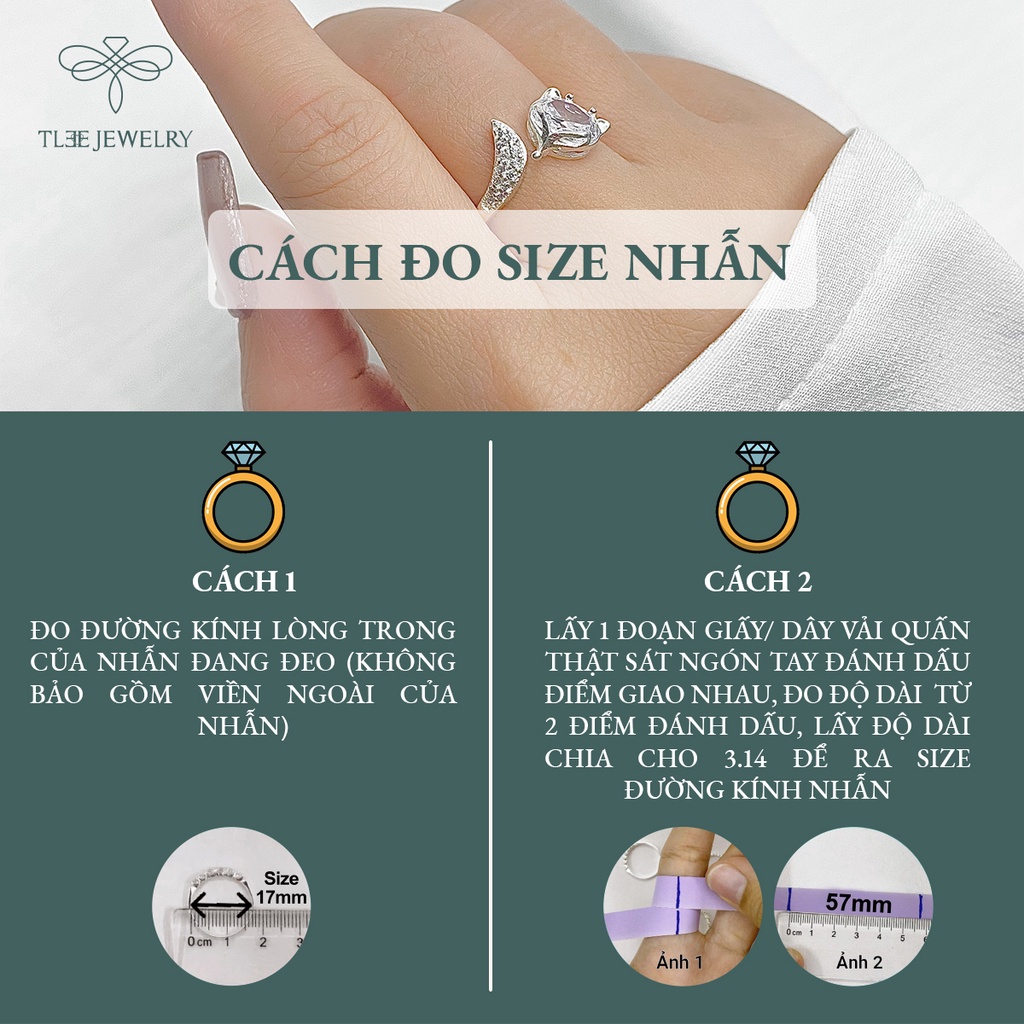 Nhẫn bạc nữ TLEE hồ ly nạm đá cao cấp NCJ A0117