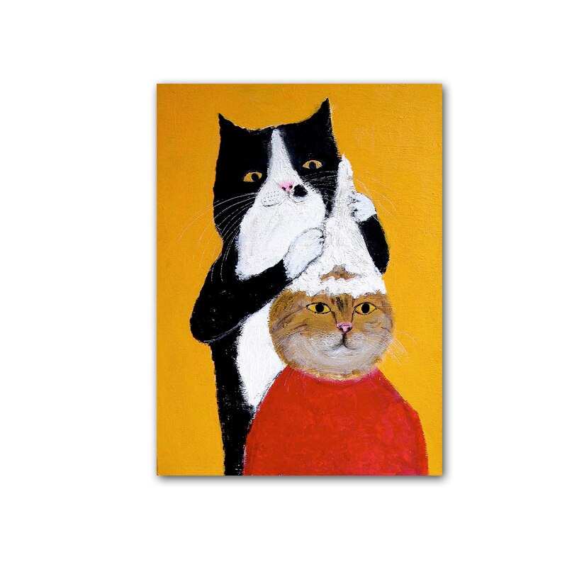 Tranh Treo Tường Trang Trí Hình Chú Mèo Vui Nhộn