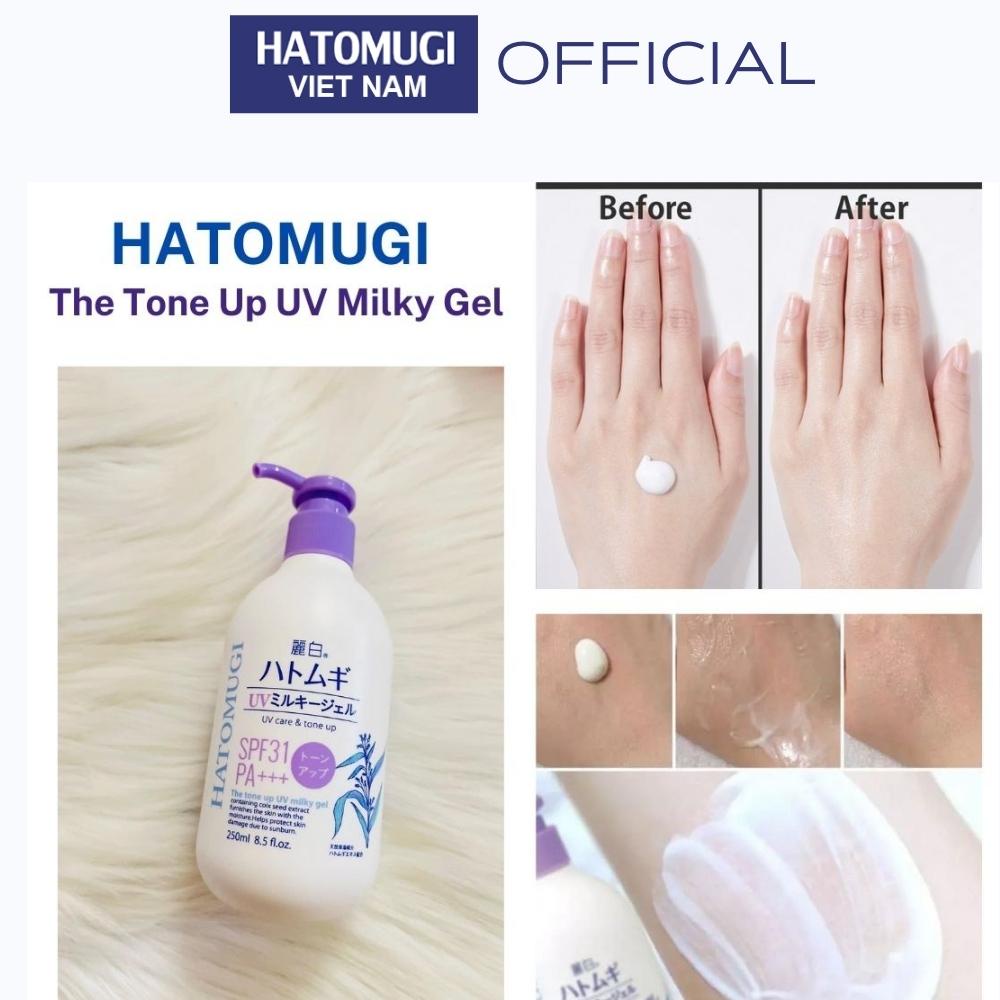 Sữa dưỡng thể chống nắng nâng tone dưỡng ẩm và làm trắng da Hatomugi Spf31 PA+++ 250ml