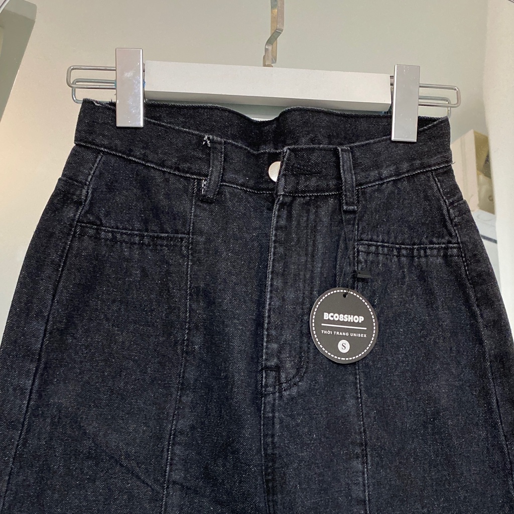 Quần Jean Nữ Ống Rộng Xám Đen Lưng Cao Dáng Dài 105cm (BC030) | BigBuy360 - bigbuy360.vn