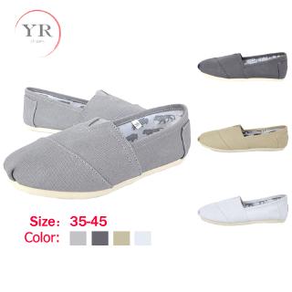 Giày vải canvas màu trơn đế bằng đơn giản thời trang Unisex toms shoes