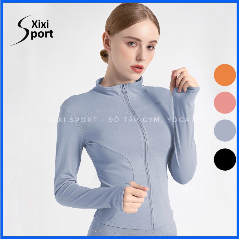 Áo khoác tập gym nữ dáng body, áo khoác chống nắng QCCC thiết kế tiện lợi - XixiSport