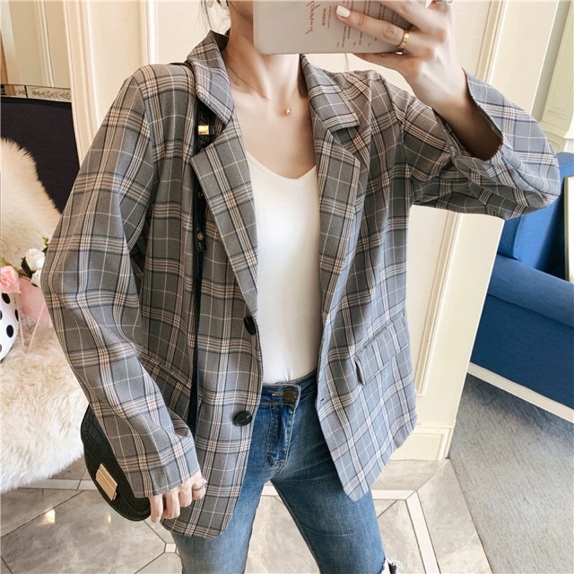 (Order) XL-4XL Áo khoác vest blazer kẻ basic ngoại cỡ | BigBuy360 - bigbuy360.vn