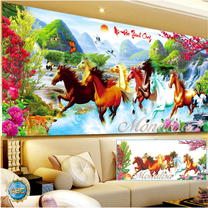 Tranh đính đá, tranh thêu chữ thập mã đáo thành công