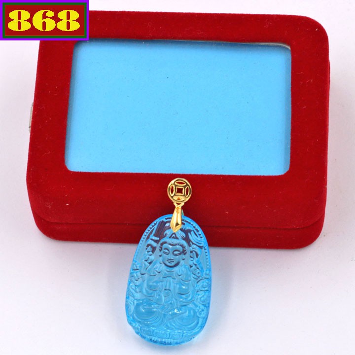 Mặt dây chuyền Phật Thiên Thủ Thiên Nhãn pha lê xanh 3.6 cm MFBXB8