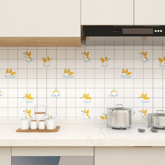 1 mét decal giấy dán tường bếp CHÓ VÀNG khổ 60cm keo sẵn
