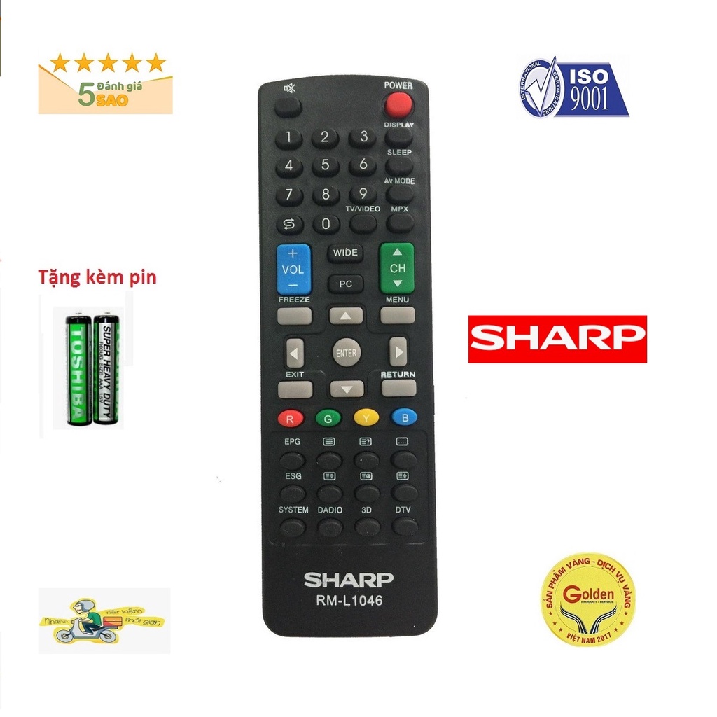 Điều khiển tivi Sharp,Remote điều khiển tivi Sharp RM-L1046 Hàng tốt