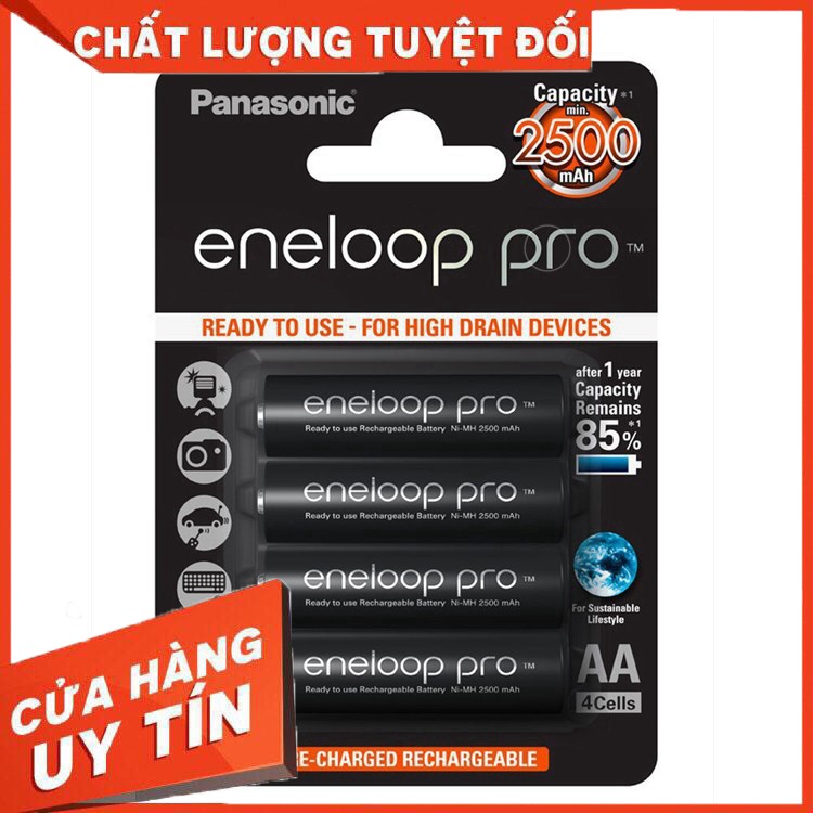 (GIÁ HỜI) Pin sạc AA ( Pin tiểu ) eneloop pro 2500mAh - 4 viên