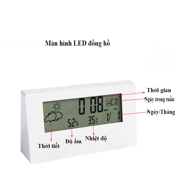 Đồng Hồ Trong Suốt Trang Trí Bàn Làm Việc, Bàn Học - Đồng Hồ Báo Thức H3