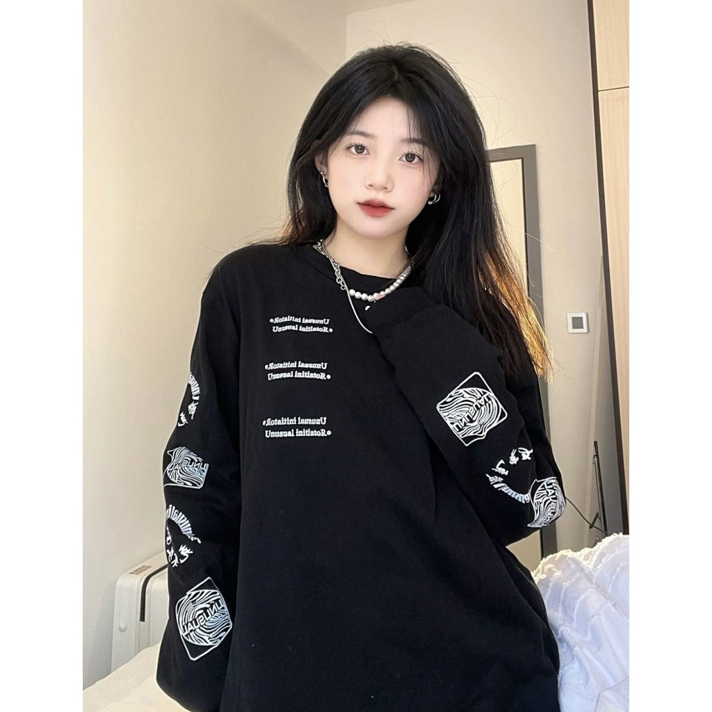 Áo sweater dáng rộng mỏng phong cách Mỹ retro thời trang xuân thu cá tính dành cho nữ
