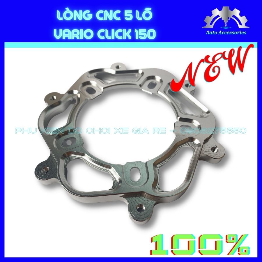 Lòng CNC, Lòng Nhôm CNC 5 lỗ gắn đĩa OVERSIDE 260mm xe VARIO CLICK 150 - Lòng CNC sắc xảo, tỷ mỉ, lắp đặt chuẩn