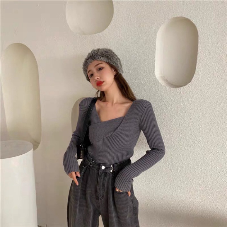 Áo len nữ Hàn Quốc cổ v dệt kim tay dài ulzzang kiểu dày dặn form rộng K2C1 | BigBuy360 - bigbuy360.vn