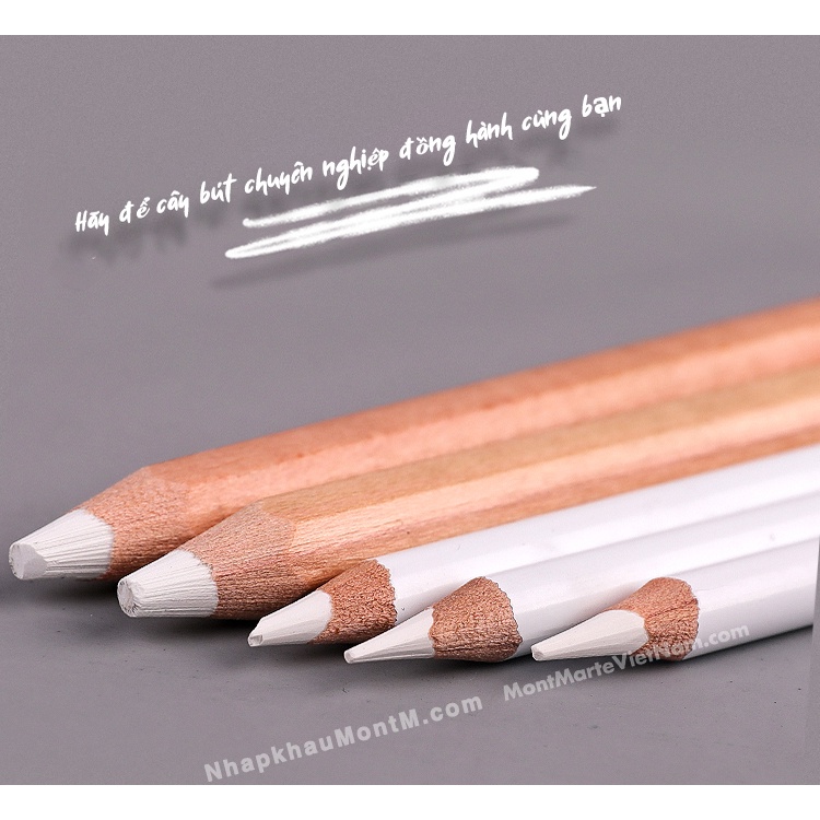 Bộ 2 và 3 bút chì than trắng Mont Marte white charcoal pencil set