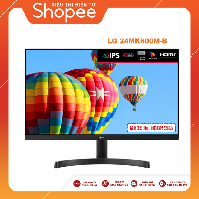 [Nhập LGOFDEC giảm 200k] Màn hình máy tính IPS LG 24" 24MK600M-B - Hàng chính hãng