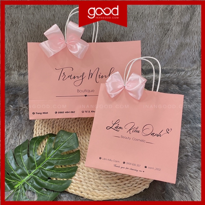 [HÀNG CHUẨN] in túi giấy theo yêu cầu, in túi giấy kraft cho các shop, in túi đựng quà tặng thông tin yêu cầu -  100 cái