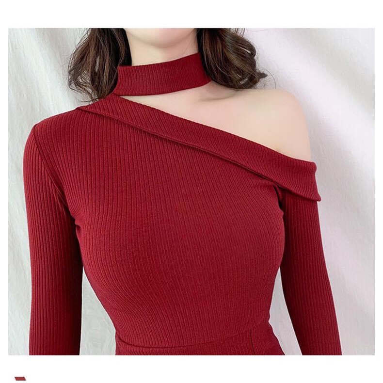 Đầm váy nữ body tay dài khoét vai sexy  trẻ trung, cá thích hợp cho nàng dự tiệc, đi chơi xinh xắn