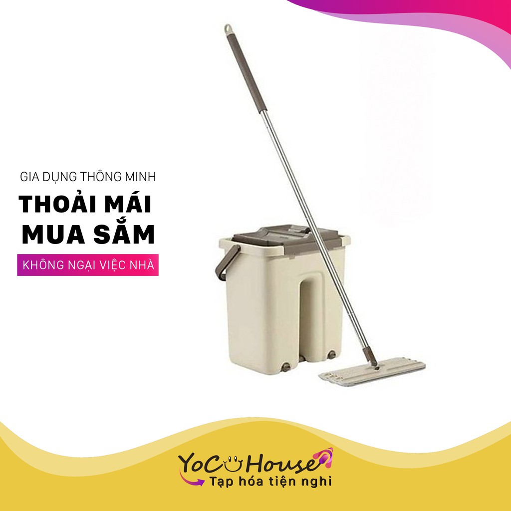 ( THÙNG LỚN ) Bộ lau nhà vắt phẳng thông minh 2 ngăn cao cấp BLVP - 03 - YENJHOUSE