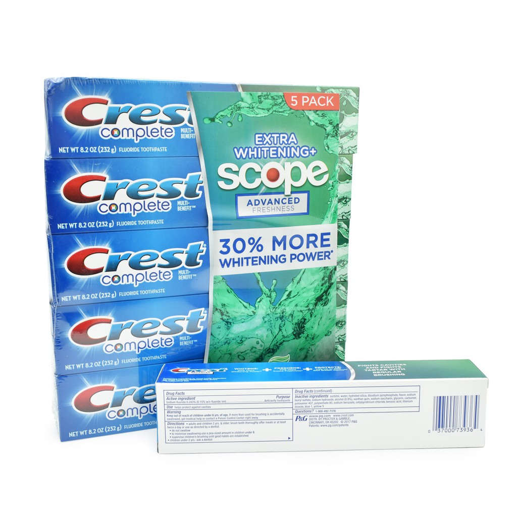 {Date 2023}-Kem Đánh Răng Crest Complete Extra Scope Whitening Plus Scope 232g Của Mỹ