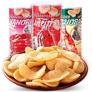 Bánh snack tôm/cua manora thái lan lon 100gr