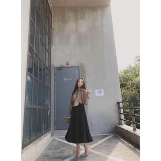 Chân váy xếp ly dáng dài