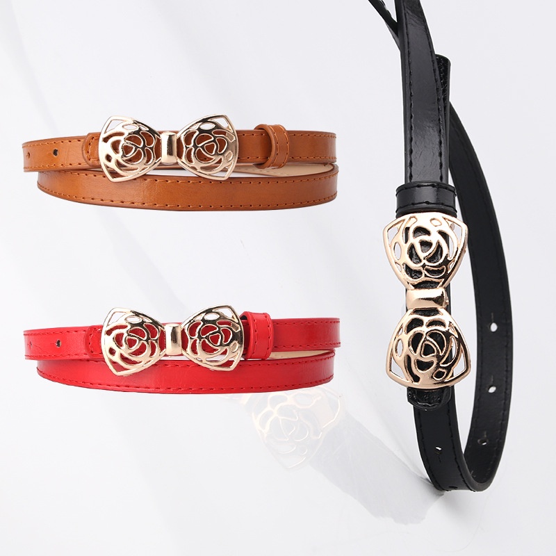 Thắt Lưng Mỏng Họa Tiết Bướm Rỗng Nhiều Màu Sắc Kết Hợp Khóa Cài Vàng Kim Đa Năng Mặc Đầm Sweater Ôm Dáng